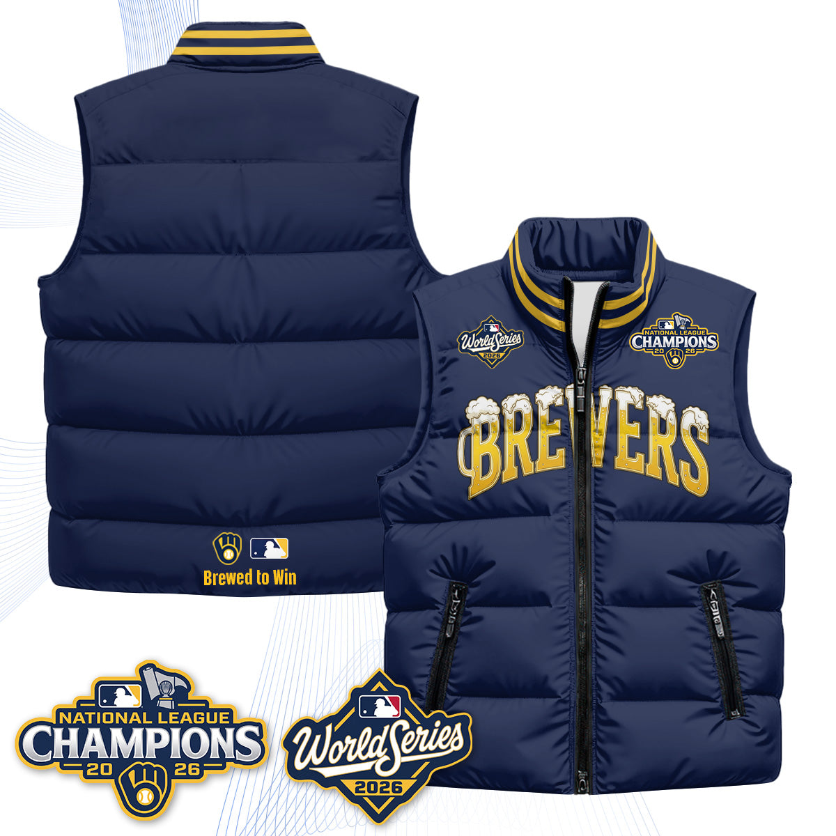 MIL "Pitcher & Pint" 2026 NL Champions Puffer Vest - Printed