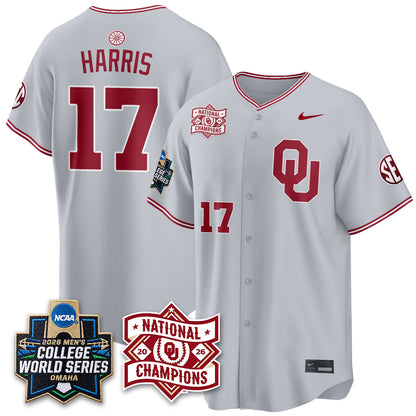Oklahoma Sooners Nike 2026 NCAA Baseball Men's College World Series Champions Vapor Jersey - Stitched