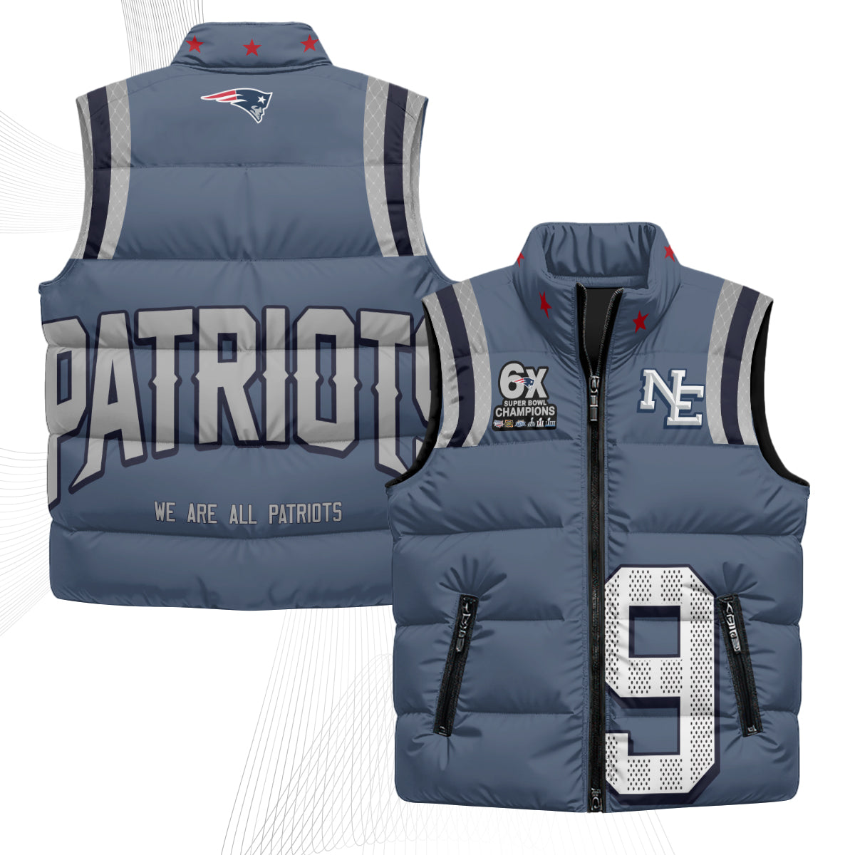New England Patriots Rivalries Puffer Vest - Printed