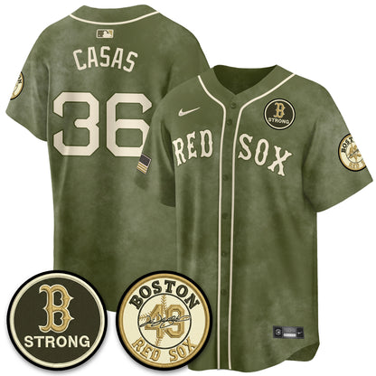 BOS New Era Olive 2026 Armed Forces Day Jersey - All Stitched