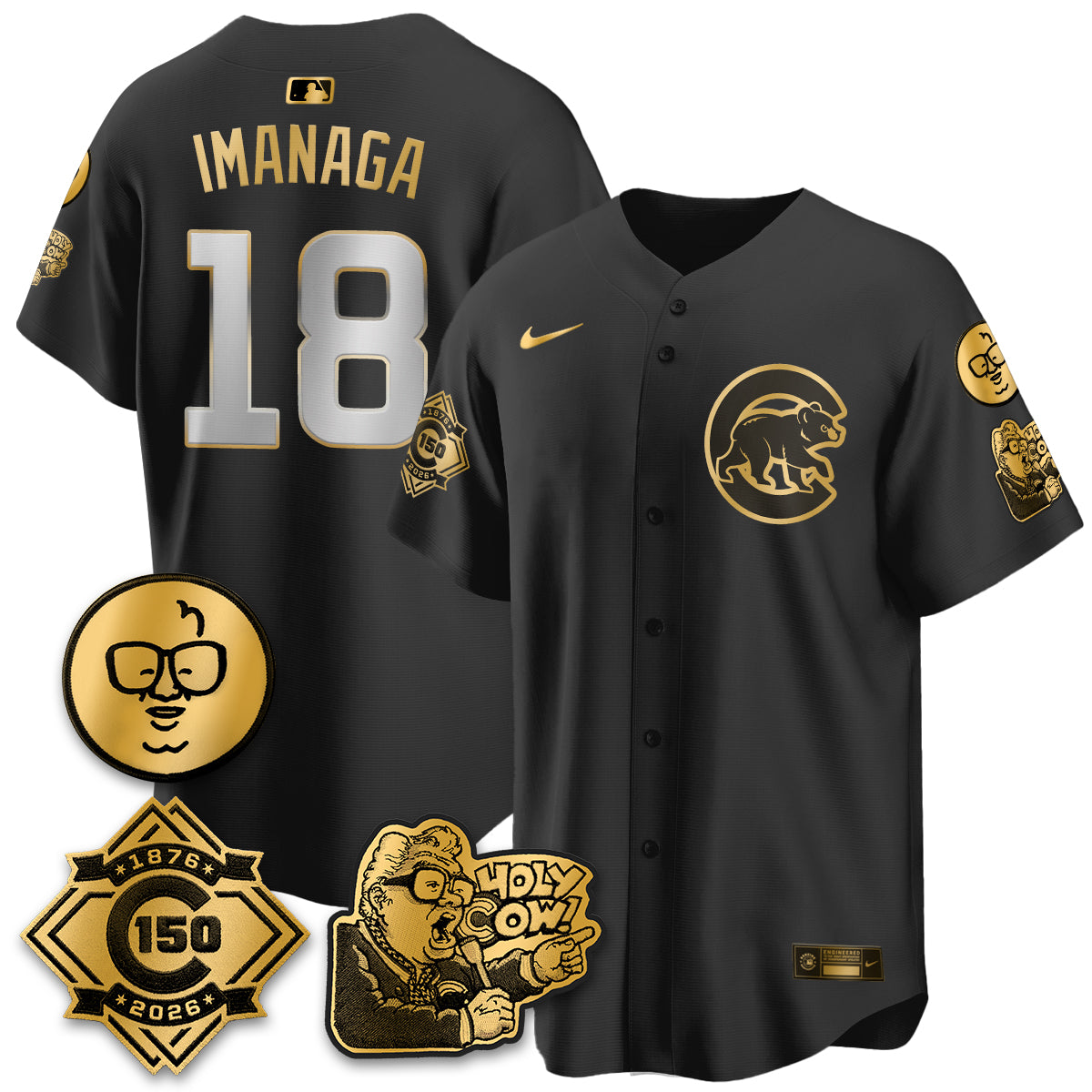 CHC 150th Anniversary Harry Caray Holy Cow Vapor Premier Limited Jersey - All Stitched V3
