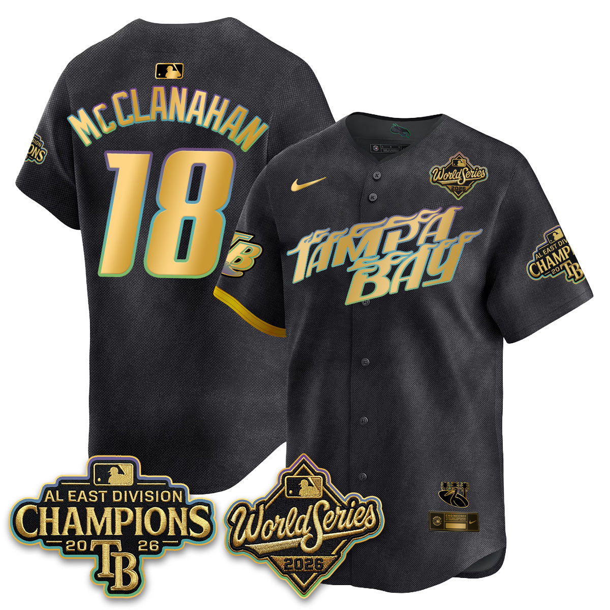 TB 2026 AL Champions Gold Edition Vapor Jersey - Stitched