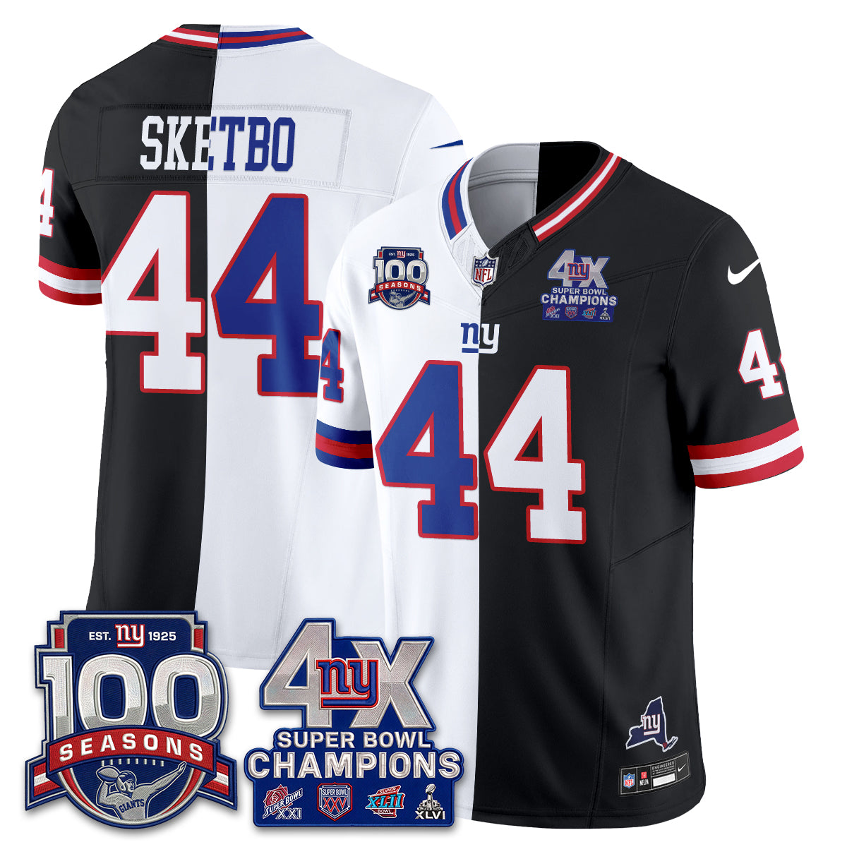 NYG 4X SBowl Split Edition Vapor Jersey - Stitched