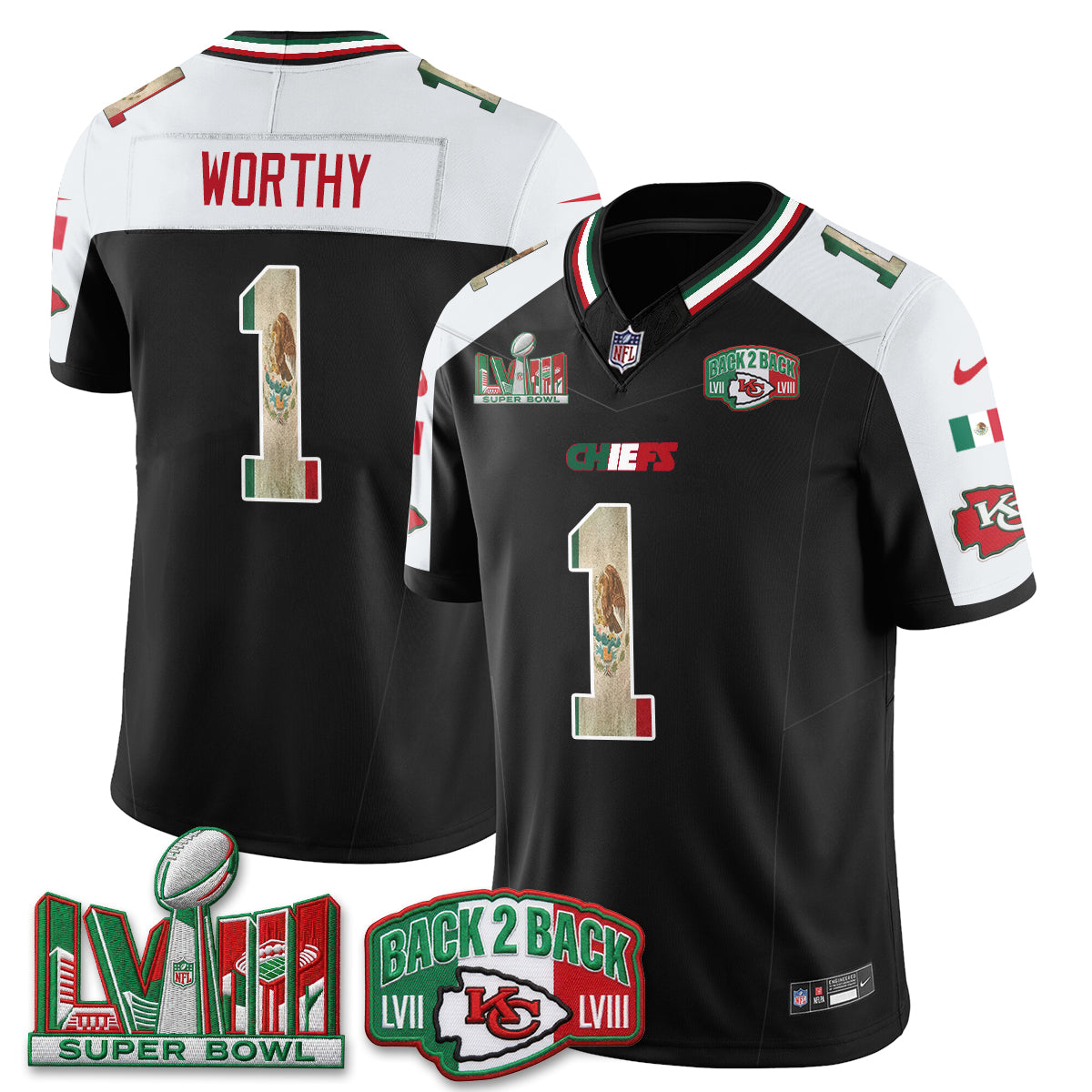 Kansas City Chiefs Mexico Edition Vapor Jersey - Stitched