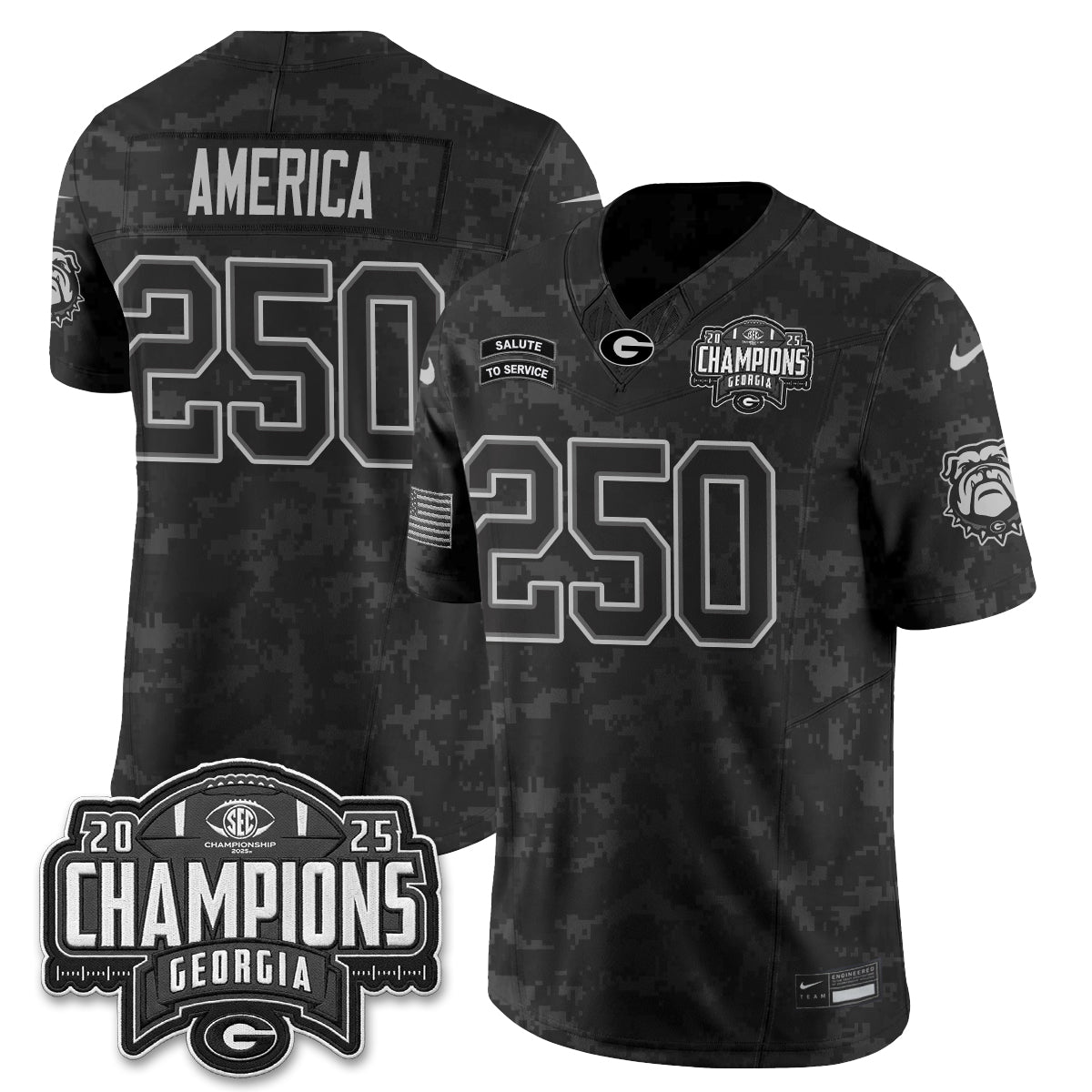 Georgia Bulldogs 2026 Salute to Service Vapor Jersey - Stitched