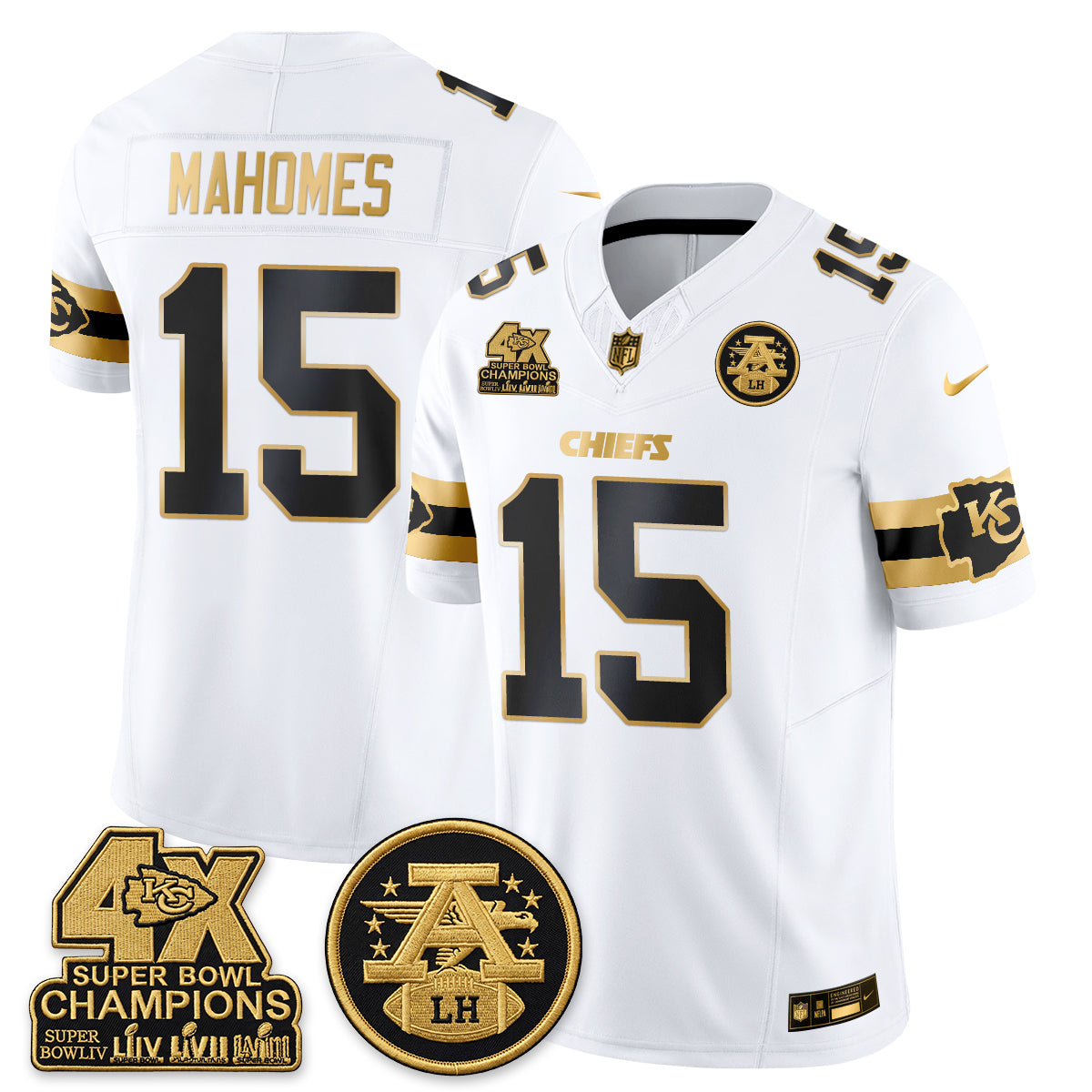 KC 4X Champs Gold Edition Vapor Jersey - Stitched