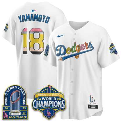 Los Angeles Dodgers x Back to School Style Vapor Jersey - Stitched