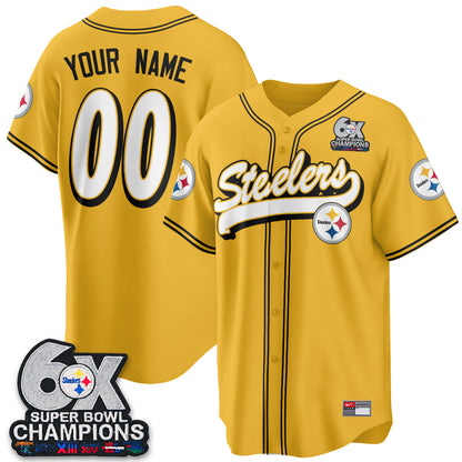 Pittsburgh Steelers 6x SBowl Baseball Vapor Custom Jersey - Stitched