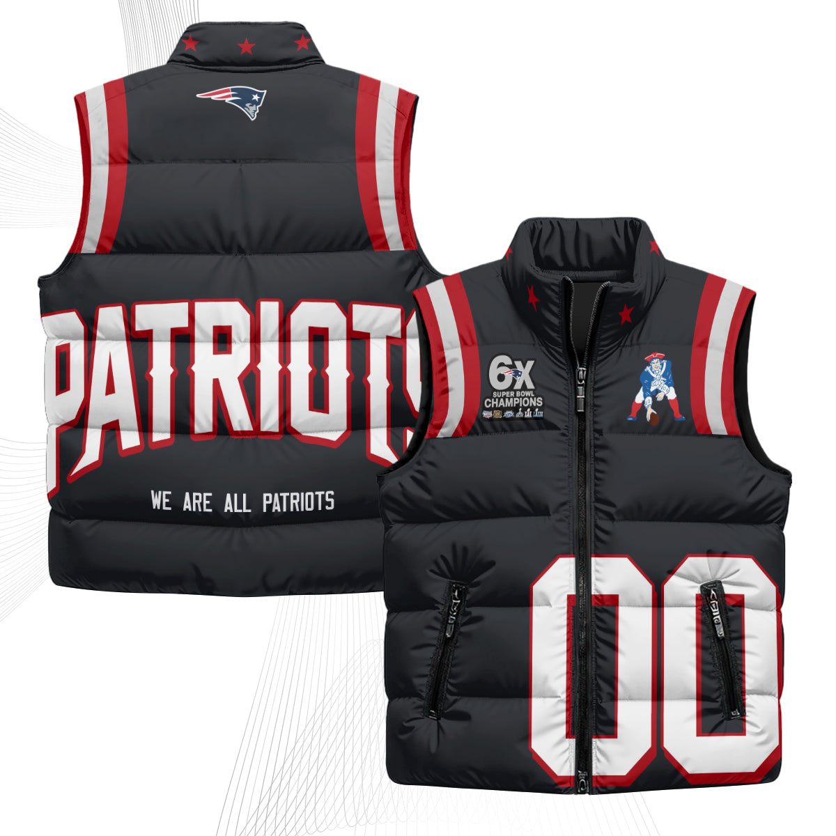 New England Patriots Rivalries Custom Puffer Vest - Printed