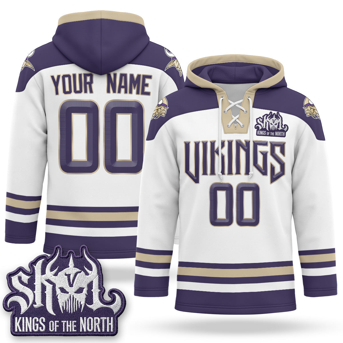 Minnesota Vikings 2026 Rivalries Fleece-Lined Custom Hockey Hoodie - Stitched