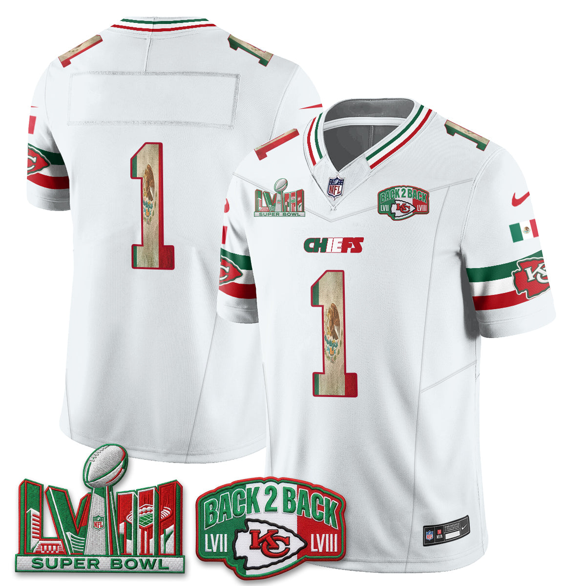 Kansas City Chiefs Mexico Edition Vapor Jersey - Stitched