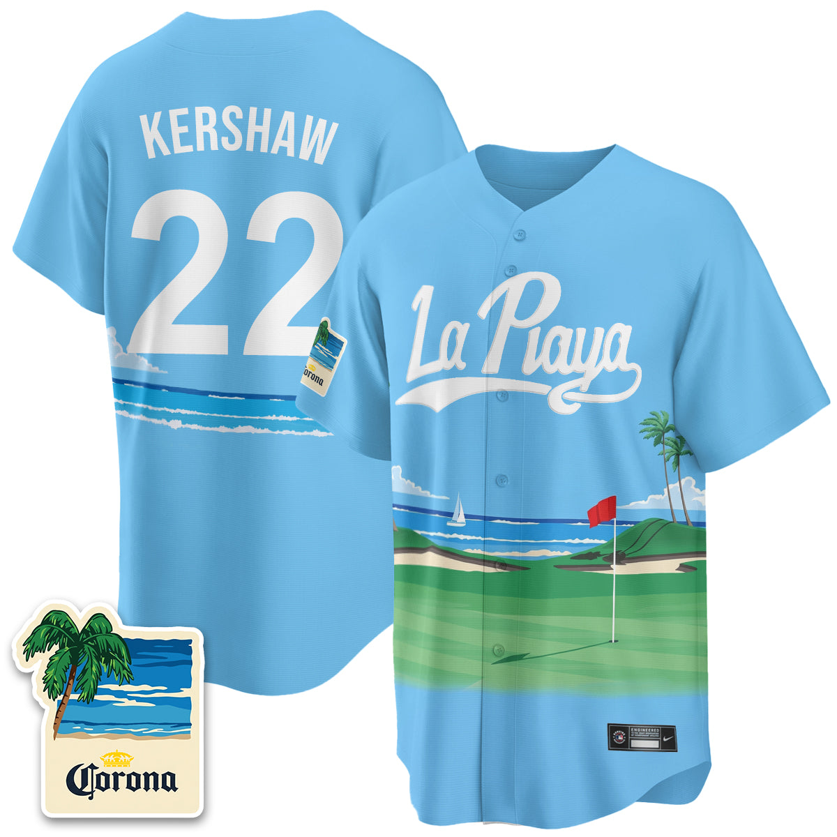 Los Angeles Dodgers Beach Connect "La Playa" Edition Vapor Jersey- Patch Stitched
