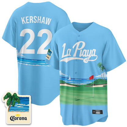 Los Angeles Dodgers Beach Connect "La Playa" Edition Vapor Jersey- Patch Stitched