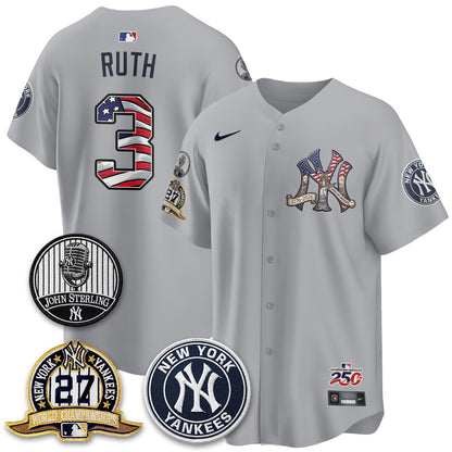 NYY Independence Day USA Vapor Limited Jersey - Stitched