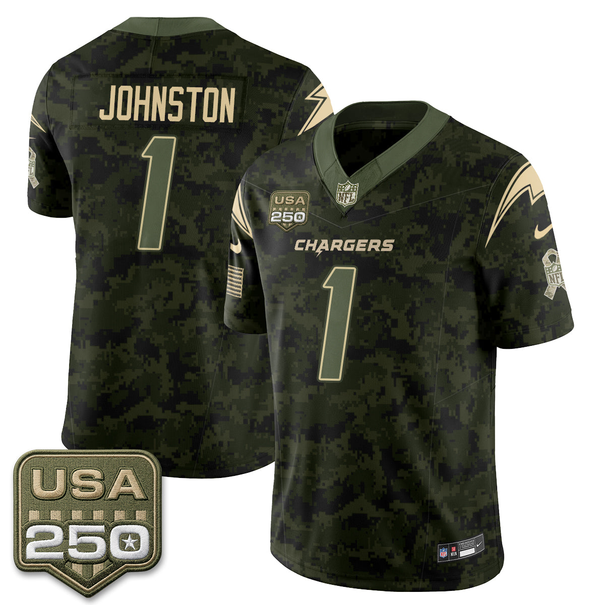 Los Angeles Chargers 2026 Salute to Service Vapor Jersey - Stitched