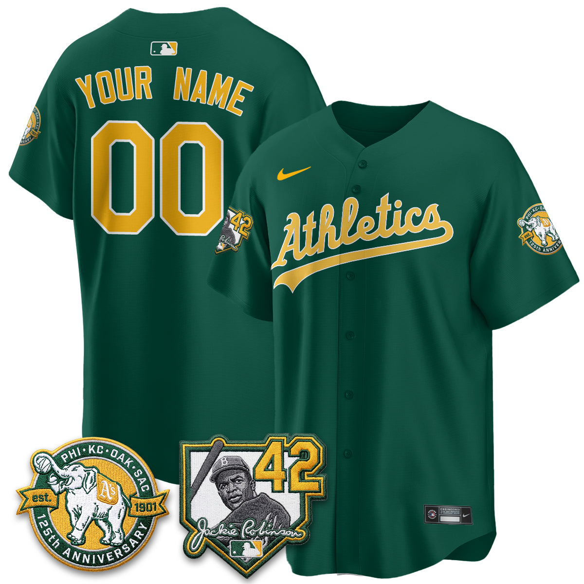 OAK 2026 Jackie Robinson Day - Celebrating 125 Years Limited Custom Vapor Jersey - All Stitched