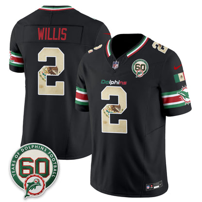 Miami Dolphins Mexico Edition Vapor Jersey - Stitched