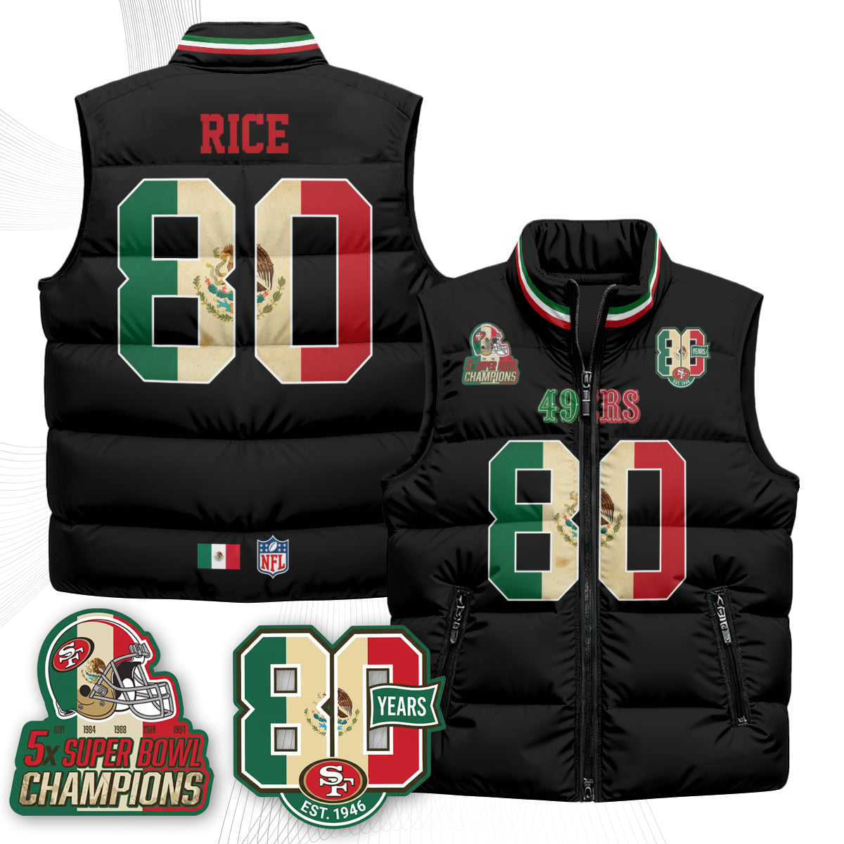 SF Mexico Style Puffer Vest - Printed