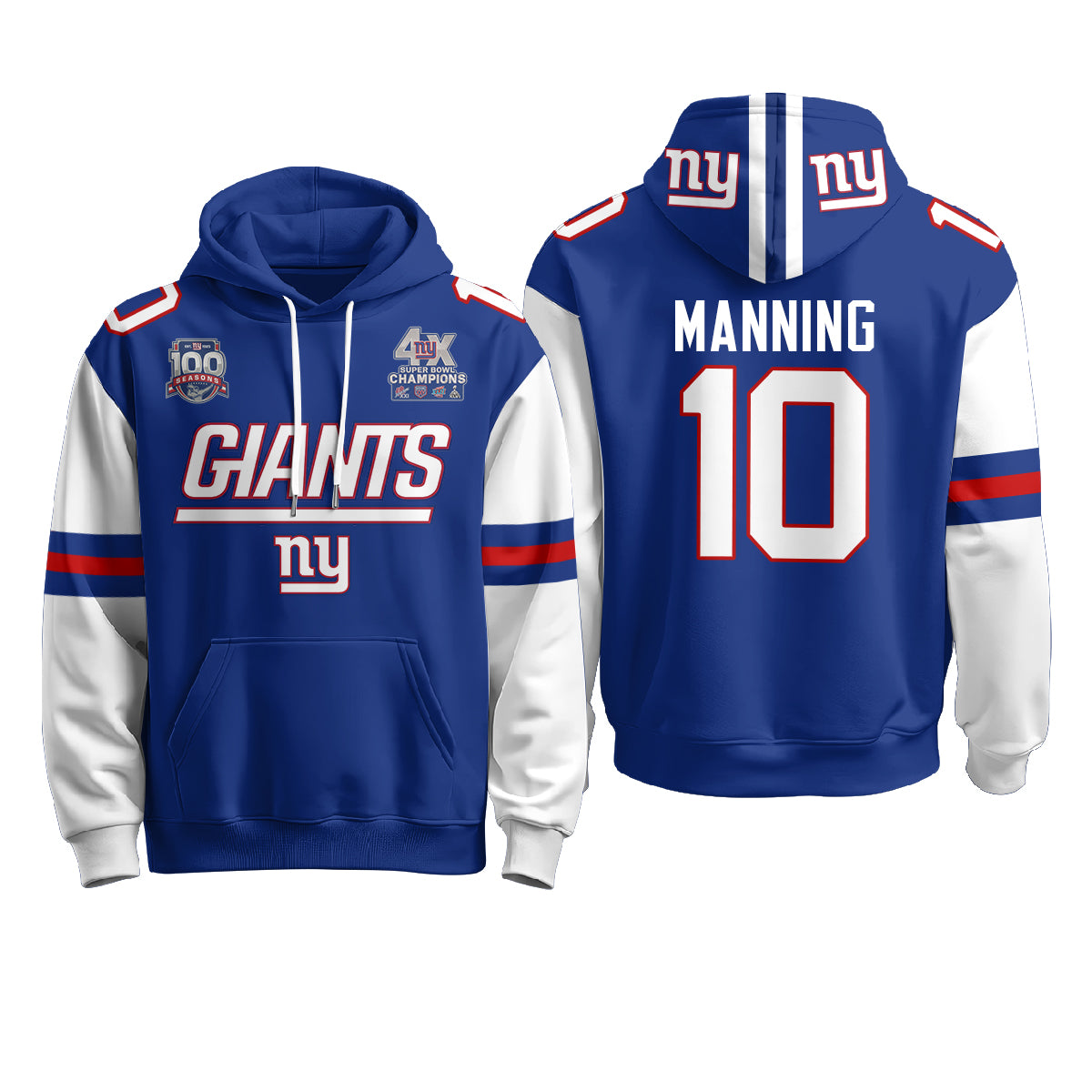 New York Giants 4X Champs S.Bowl Hoodie - Stitched