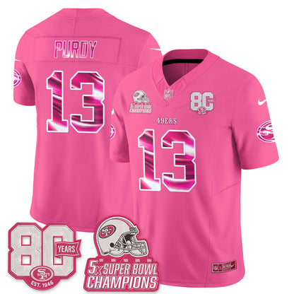 San Francisco 49ers Pink Edition Vapor Jersey - Stitched