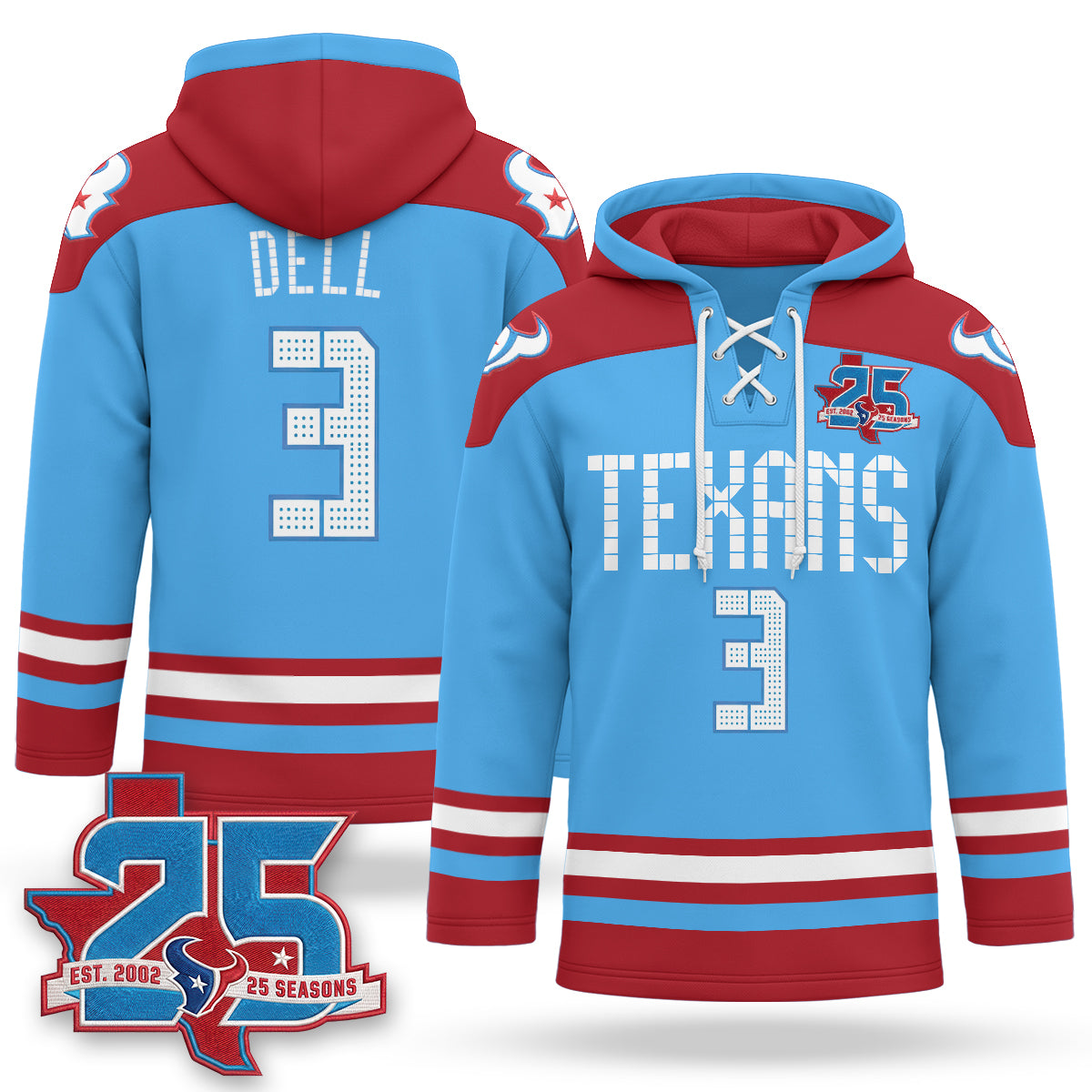 Houston Texans 2026 Rivalries Fleece-Lined Hockey Hoodie - Stitched