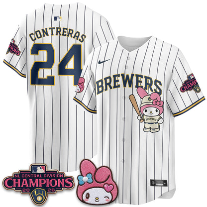 Milwaukee Brewers NL Central Champs x Pink Sanrio Friend  Vapor Jersey - Stitched
