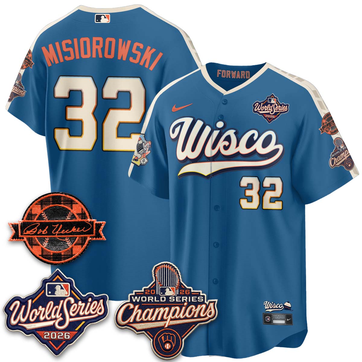 MIL 2026 WS Champions - Bob Uecker Patch Vapor Jersey - Stitched (TT)
