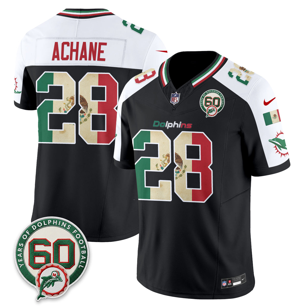 Miami Dolphins Mexico Edition Vapor Jersey - Stitched