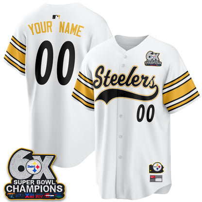 Pittsburgh Steelers 6X Champs Throwback Baseball Custom Vapor Jersey - Stitched