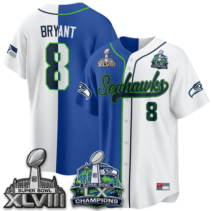 Seattle Seahawks S.Bowl Champs Split Baseball Vapor Jersey V1- Stitched