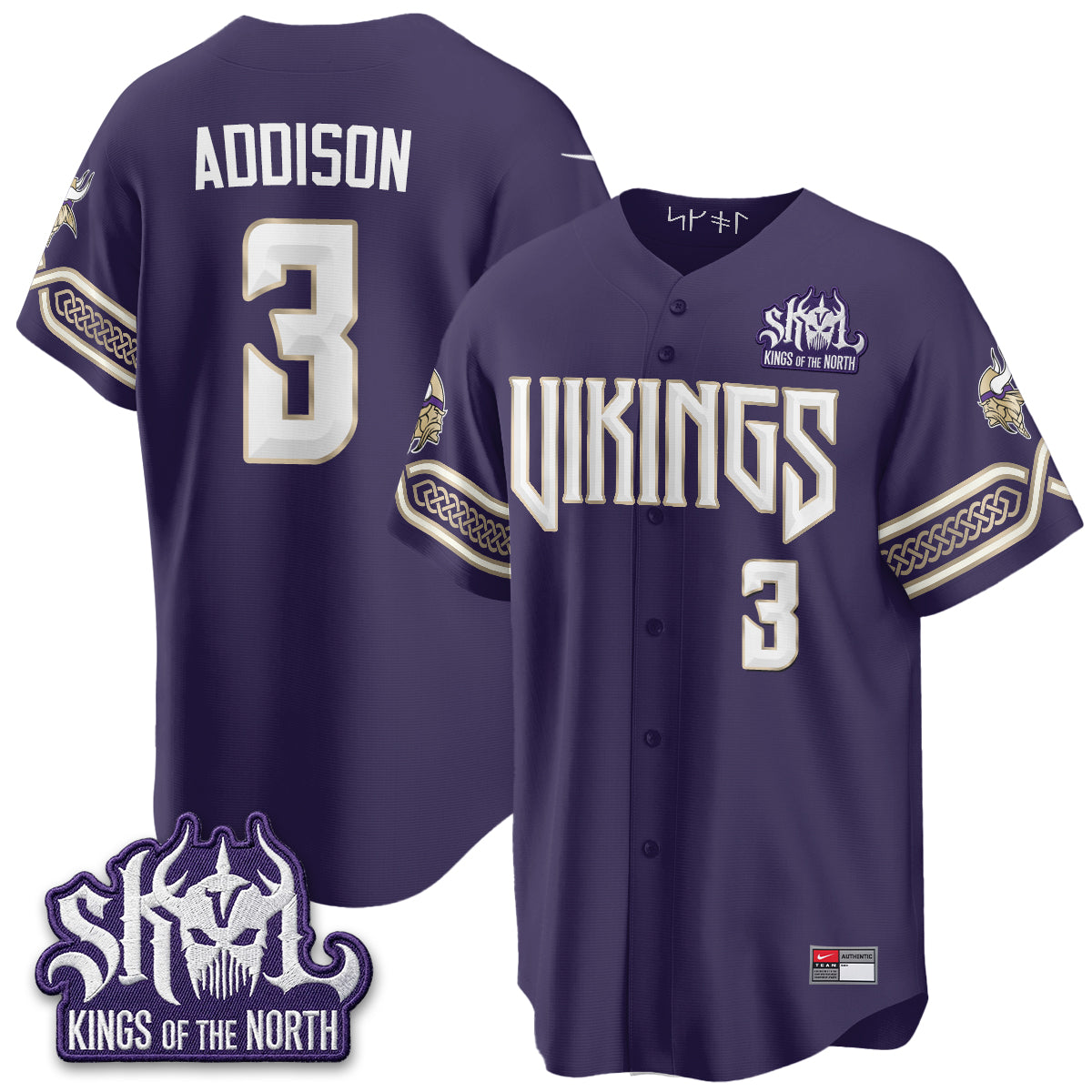 Minnesota Vikings 2026 Rivalries Edition Baseball Vapor Jersey - Stitched