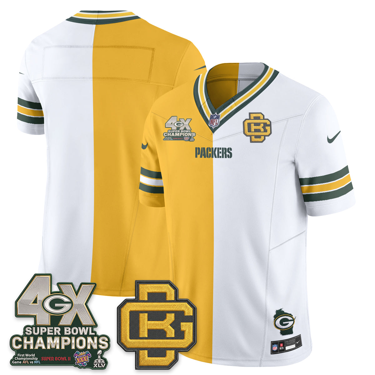 GB Rivalries Split Edition Vapor Jersey - Stitched