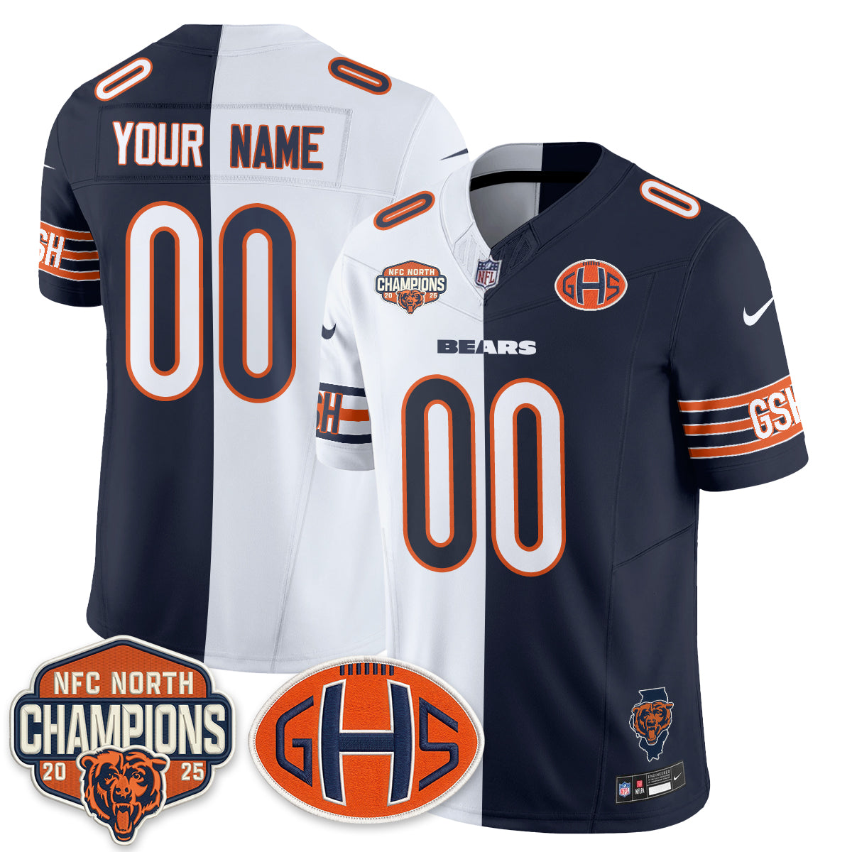 Chicago Bears 2026 Split Edition Vapor Custom Jersey - Stitched