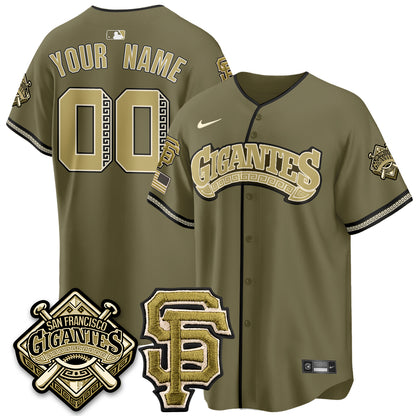 SF New Era Olive 2026 Armed Forces Day Custom Jersey - All Stitched