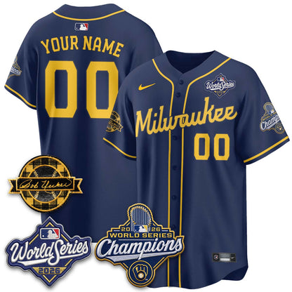 Milwaukee Brewers 2026 WS Champions - Bob Uecker Patch Custom Vapor Jersey - Stitched