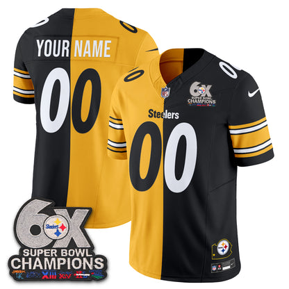 Pittsburgh Steelers 6x SBowl Split Edition Vapor Custom Jersey - Stitched
