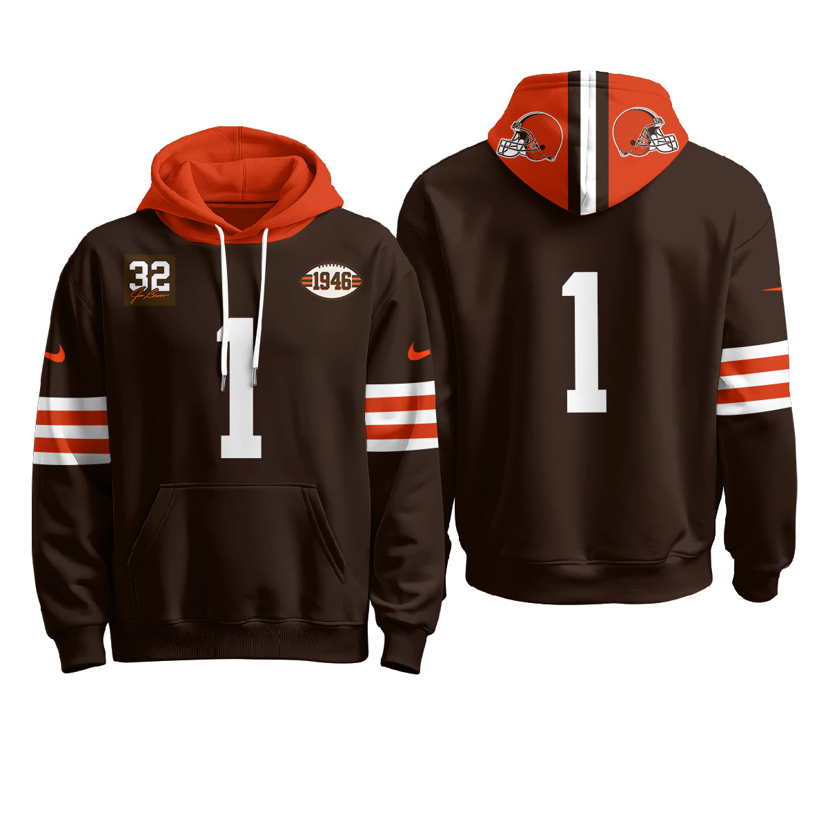 Cleveland Browns 1946 Anniversary Patch Hoodie - Stitched