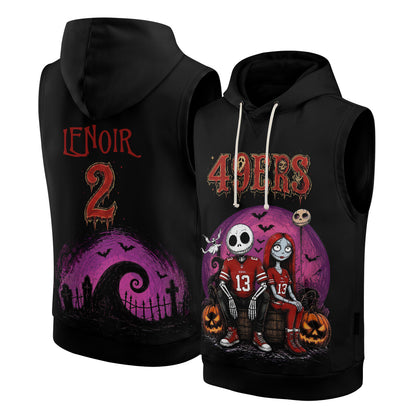 SF x Skeleton Gentleman & Rag Doll Bride Edition Sleeveless Hoodie Tank Top - Printed