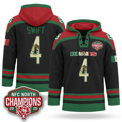 Chicago Bears 2026 Mexico NFC North Champions 2025 Patch Hockey Hoodie - Stitched