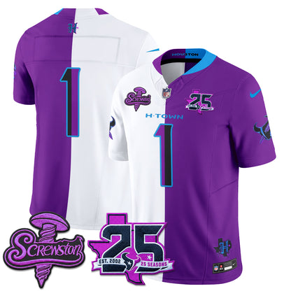 Houston Texans DJ Screw Split Vapor Jersey - Stitched