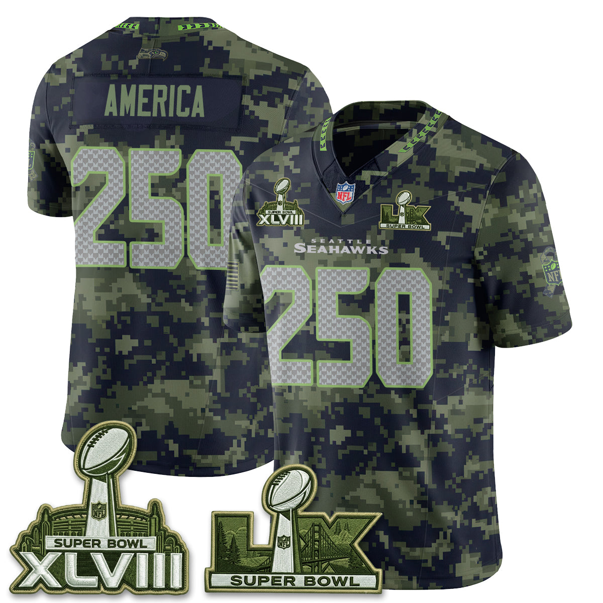 Seattle Seahawks 2026 Salute to Service Edition Vapor Jersey V2- Stitched