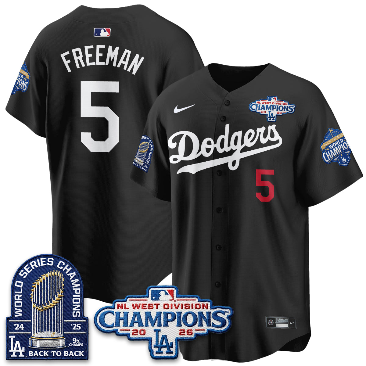 Los Angeles Dodgers 2026 NL West Champs Vapor Jersey- Stitched