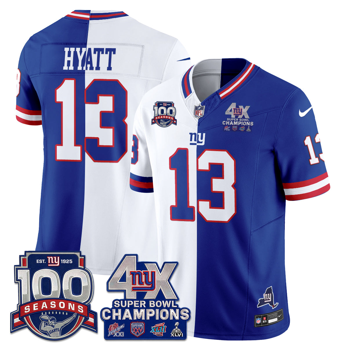 NYG 4X SBowl Split Edition Vapor Jersey - Stitched