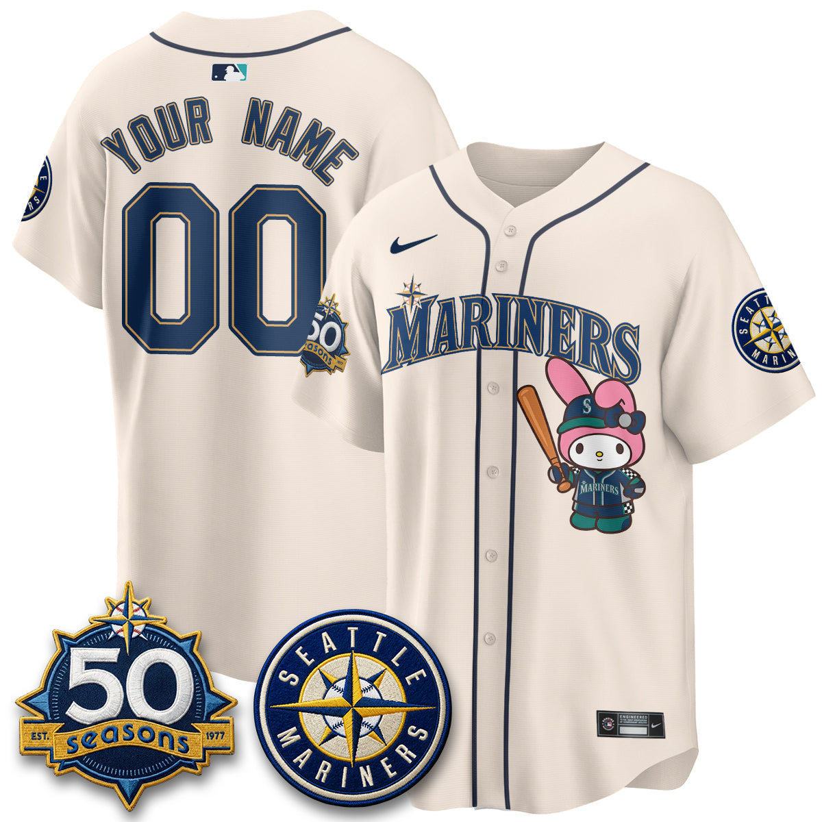 Seattle Mariners x  Pink Sanrio Friend Vapor Custom Jersey - Stitched