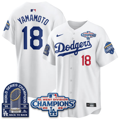 Los Angeles Dodgers 2026 NL West Champs Vapor Jersey- Stitched