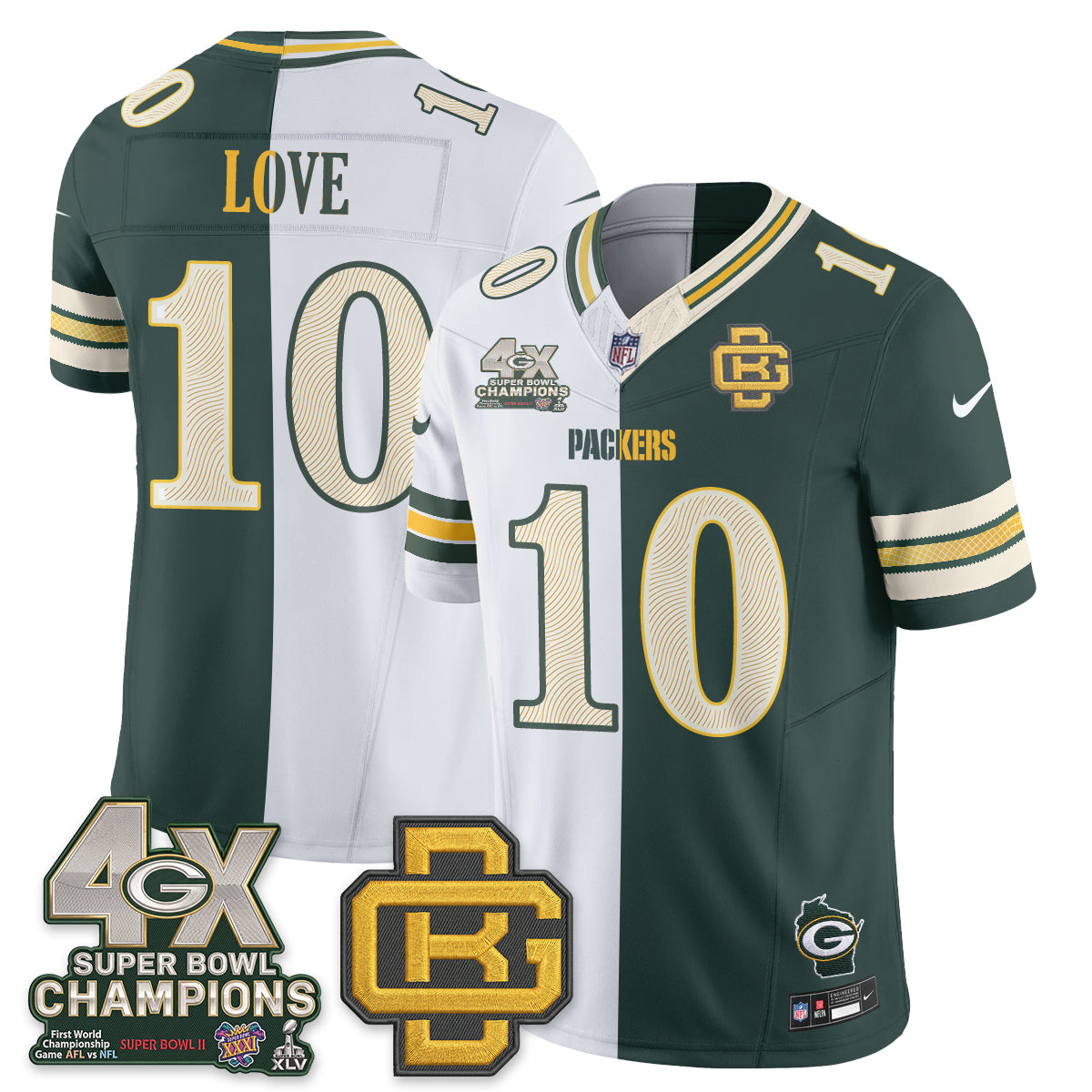 GB Rivalries Split Edition Vapor Jersey - Stitched