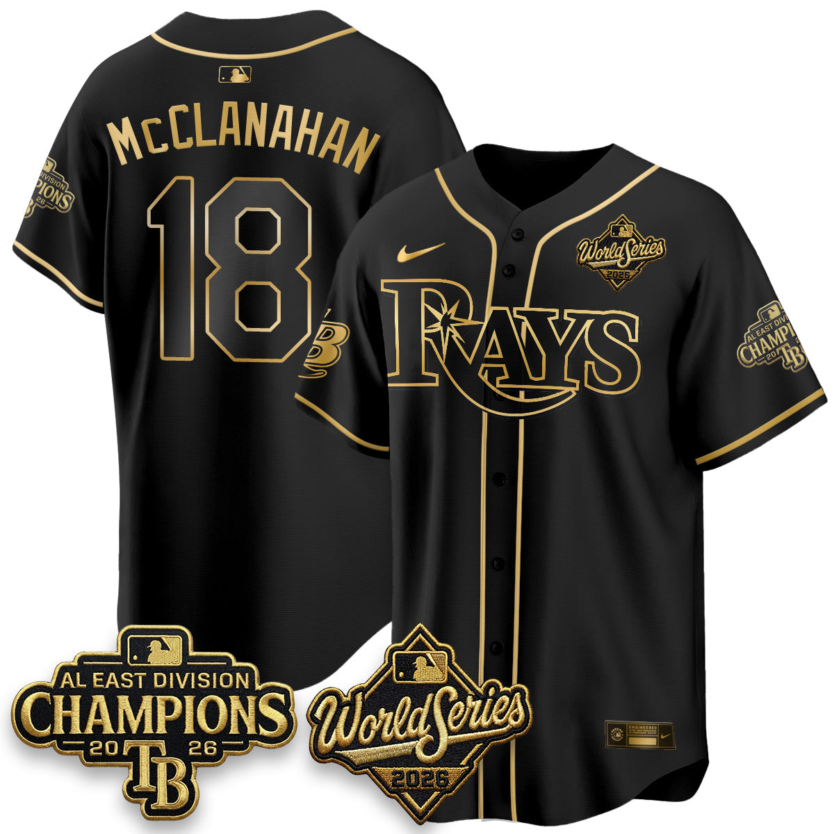 TB 2026 AL Champions Gold Edition Vapor Jersey - Stitched