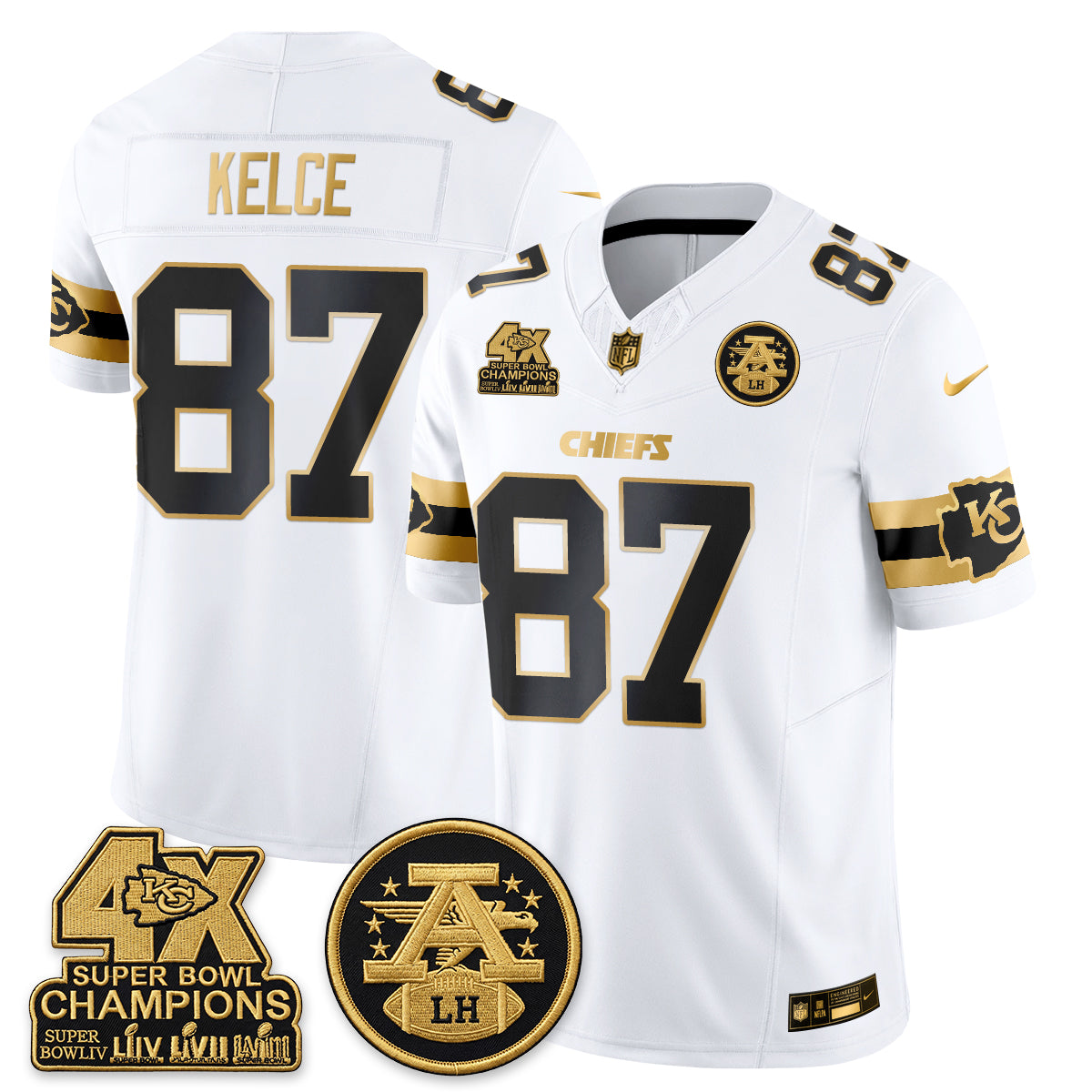 KC 4X Champs Gold Edition Vapor Jersey - Stitched