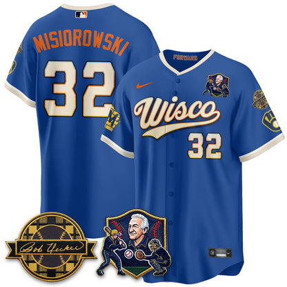 MIL Bob Uecker - 54 SSs for Brewers' Vapor Limited City Connect Jersey - All Stitched