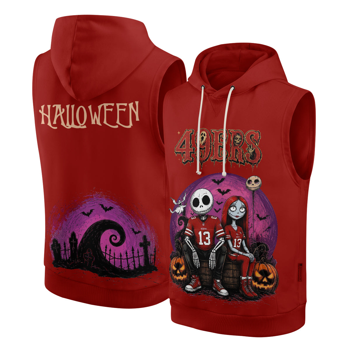 SF x Skeleton Gentleman & Rag Doll Bride Edition Sleeveless Hoodie Tank Top - Printed